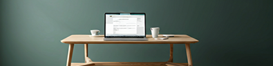 Laptop on a desk in a modern workspace